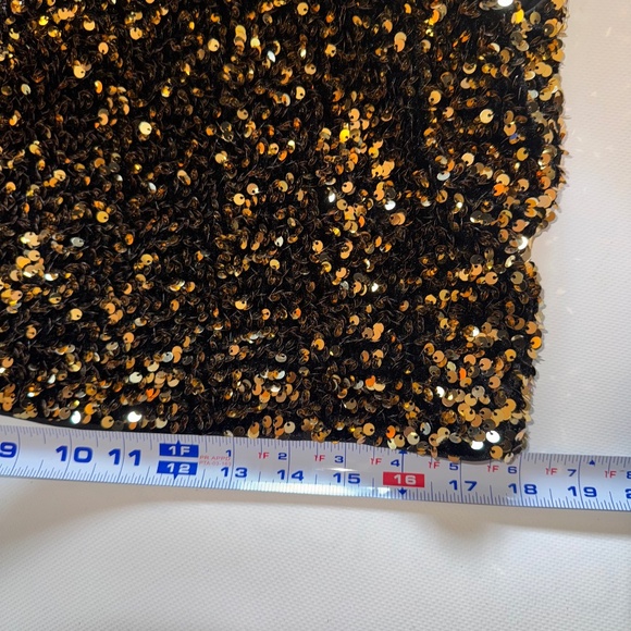 Banana Republic Alina Sequin Top Black and Gold SPECIAL! sz M - Picture 10 of 10